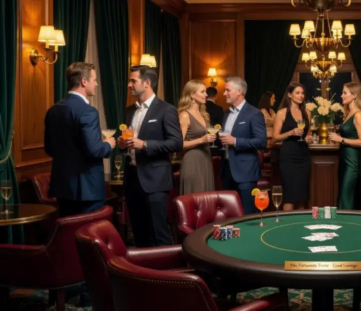 Cocktail-style Offline Poker reception in the Card Lounge at The Fortunate Forte