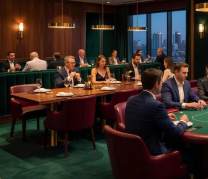 Elegant Australian restaurant with poker tables and a refined card lounge setting